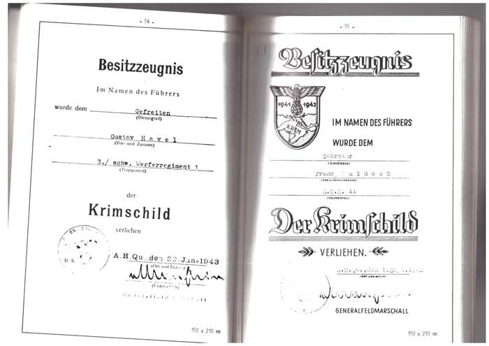 Verleihungs Urkunden des 3. Reiches (Award documents of the Third Reich)