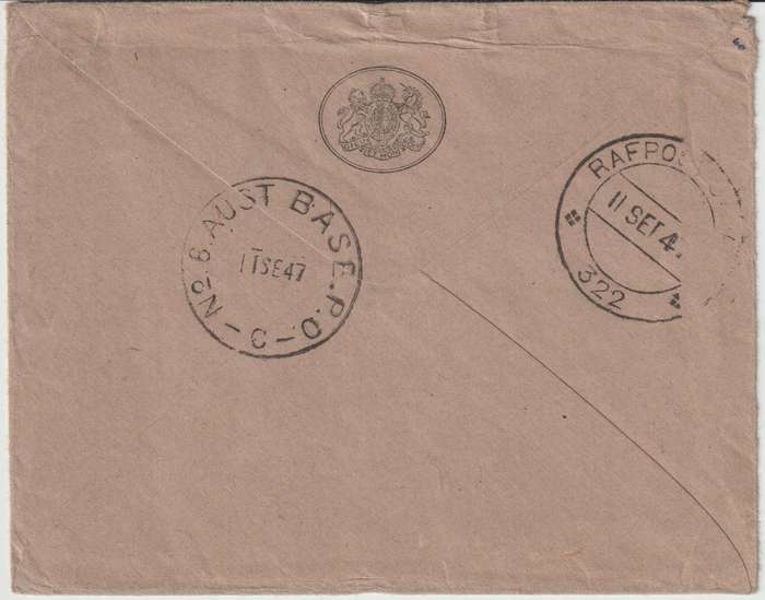 Australia Occupation of Japan 1947, 11 Se., 6d & 1s on Forces mail airmail cover with Aust Army 214