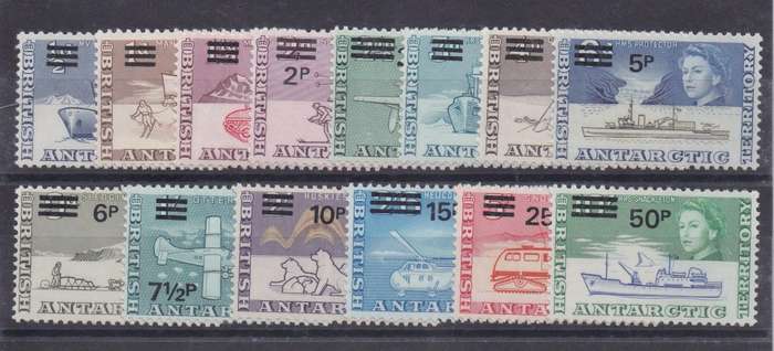 British Antarctic Territory 1971 Decimal overprinted set of 14  very fine unmounted mint