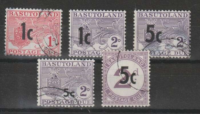 Basutoland Postage Due 1961 Decimal overprints set of 5 very fine used