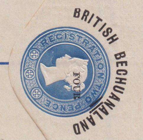Bechuanaland 1887 Postal Stationary envelope Four on 2d size G with overprint shift