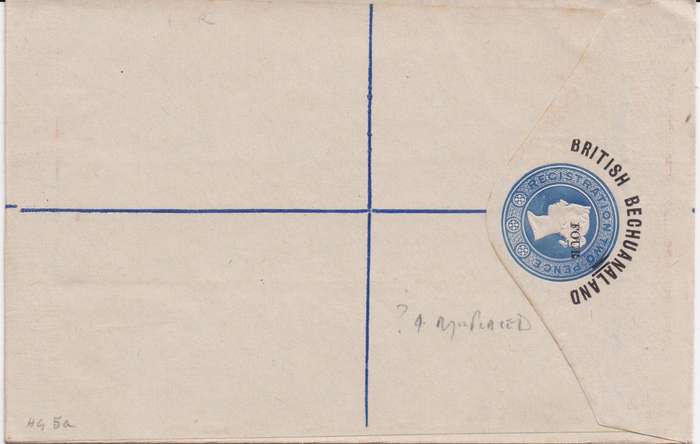 Bechuanaland 1887 Postal Stationary envelope Four on 2d size G with overprint shift