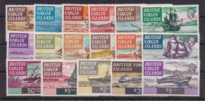 British Virgin Islands 1970/74 Ships set of 17  very fine unmounted mint