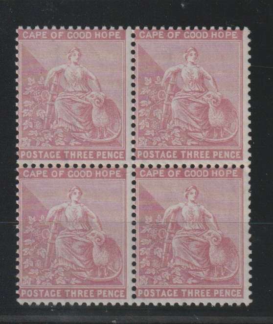 Cape of Good Hope 1880 3d dull rose blk 4 very fine unmounted
