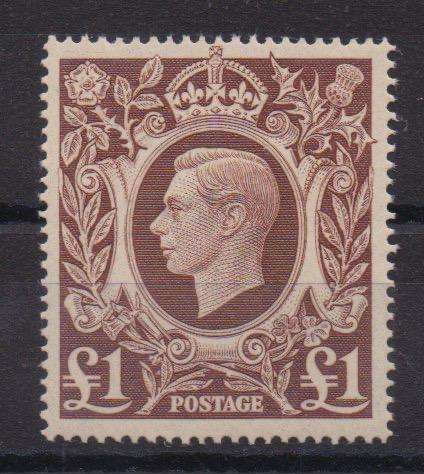 Great Britain 1939 KGVI High Value £1 brown  very fine unhinged
