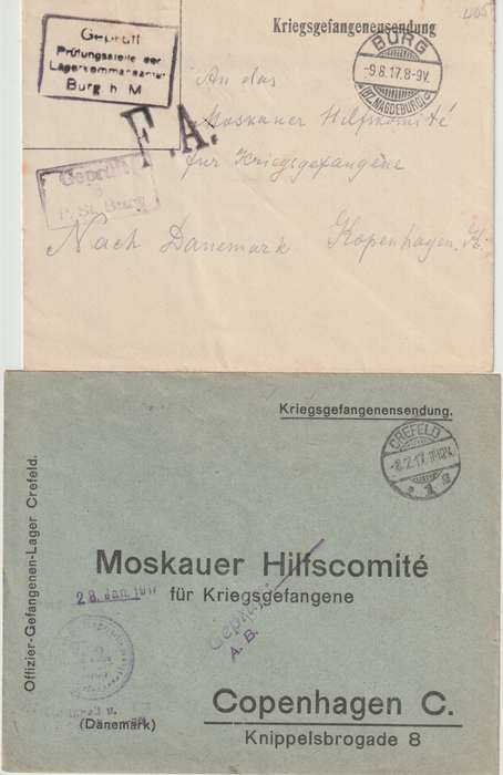 Germany 1915/17 WWI Prisoner of war covers x5