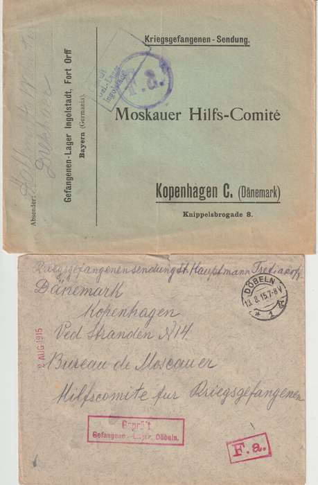 Germany 1915/17 WWI Prisoner of war covers x5