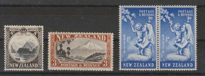 New Zealand 1936 KGV 4d & 3s and 1940 Health pair with stop variety very fine mint