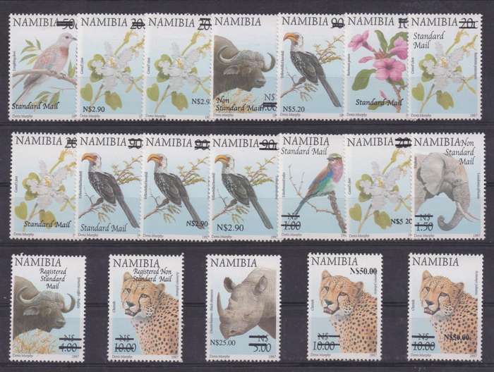 Namibia 2005 Surcharge Definitive set of 19 superb unmounted mint