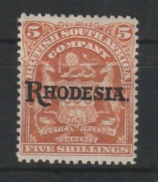 Rhodesia BSAC 1909 Arms Rhodesia  5s very fine mint