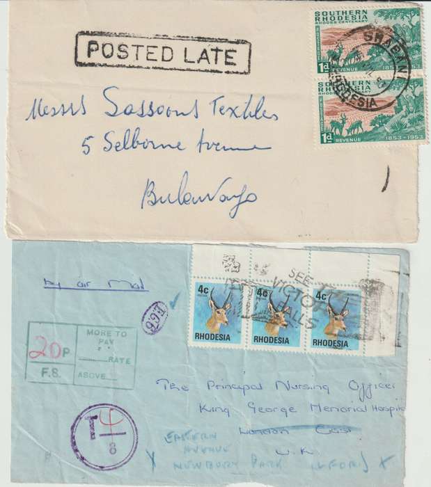 Rhodesia Covers special lot of 8 fine interesting lot