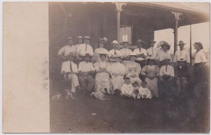 Rhodesia BSAC 1907 1/2d pair  tied with Livingstone b&w p/p/card  of family/community photovery fine