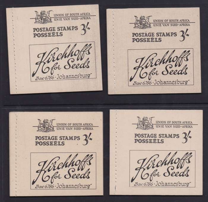South Africa Booklets 1948 3/- x4 complete booklets with different adverts very fine