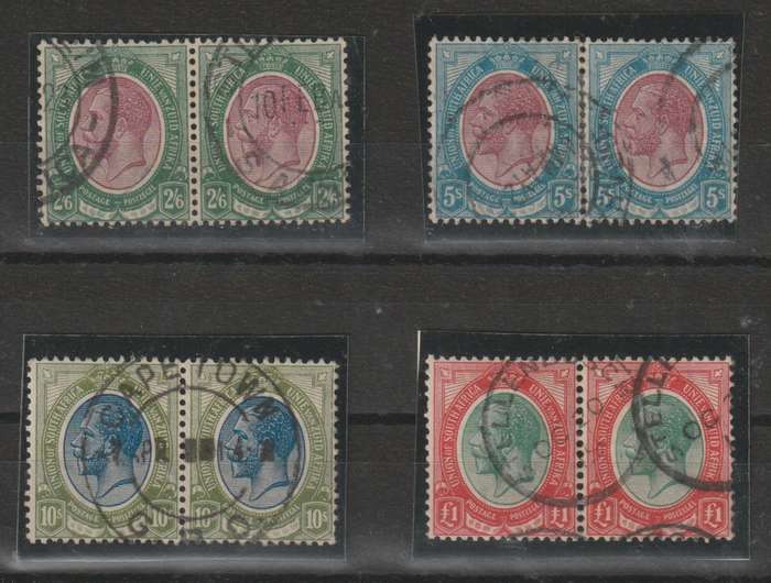 South Africa 1913 KGV top 4 values in pairs very fine used