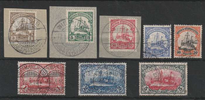 South West Africa 1906 Yacht watermark set of 8 fine used