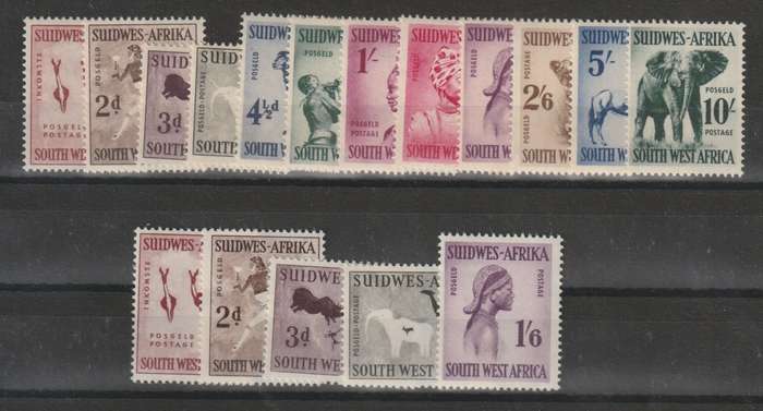 South West Africa 1954/60 Animals set of 12 & 5 unmounted mint