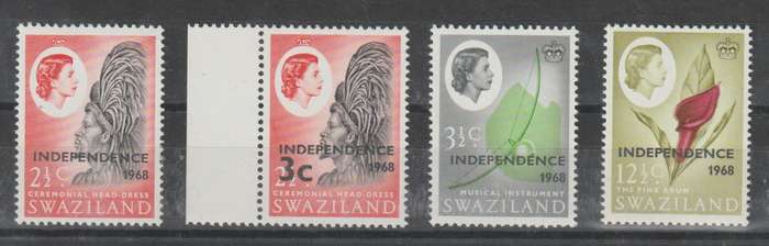 Swaziland 1968 Definitive 2 1/2c, 3c on 2 1/2c, 3c & 12 1/2c inverted watermark unmounted mint