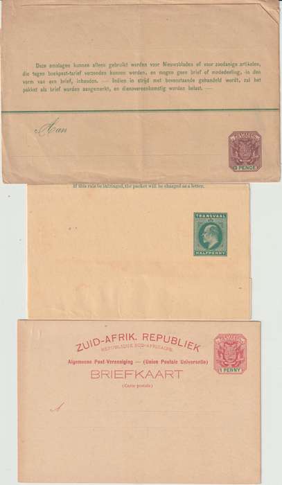 Transvaal Postal Stationary lot including wrappers, postcards fine unused