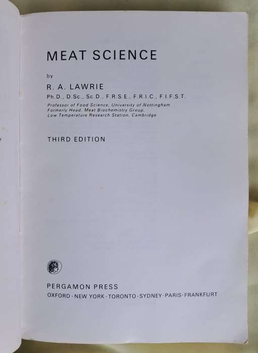 Meat Science Third Edition (1979)