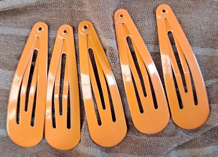 5cm Metal BB Hair Clips 5pk - Pumpkin Orange