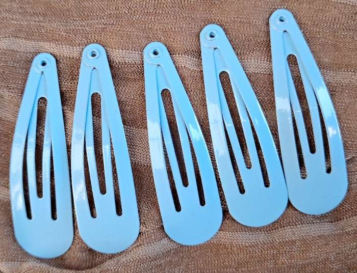 5cm Metal BB Hair Clips 5pk - Bubblegum Blue