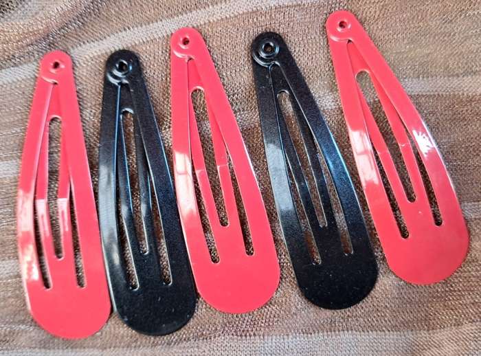 5cm Metal BB Hair Clips 5pk - Ladybug Black n Red