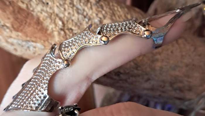 Silver Metal Full Finger Armour Ring