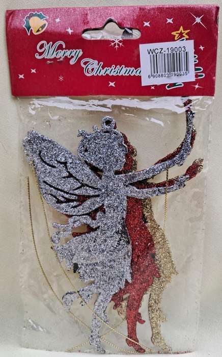 Christmas Decorations Hanging Glitter Fairies 3pc