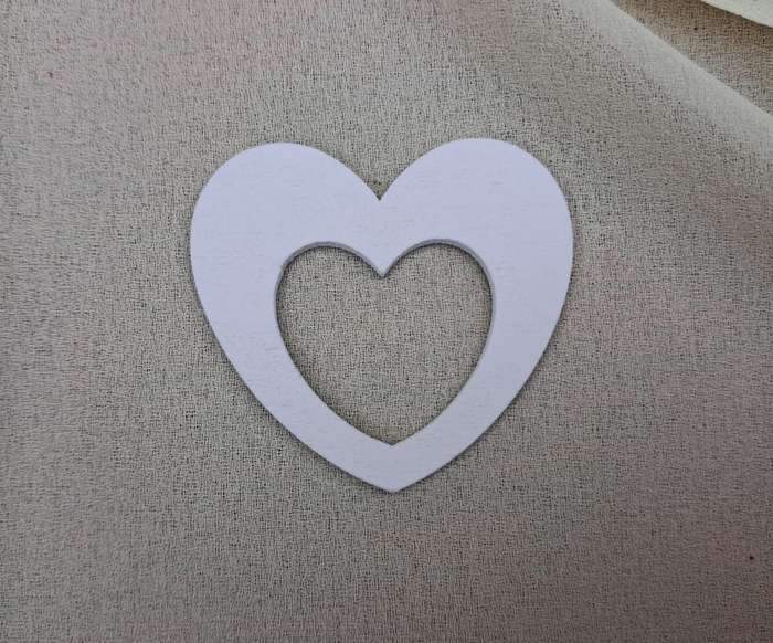 Wooden Decorations White Heart 1pc