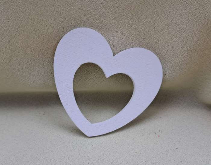 Wooden Decorations White Heart 1pc
