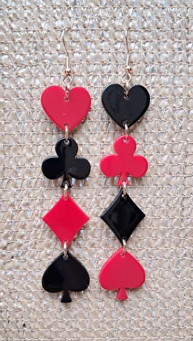 Playing Cards Suits Acrylic Dangle Earrings