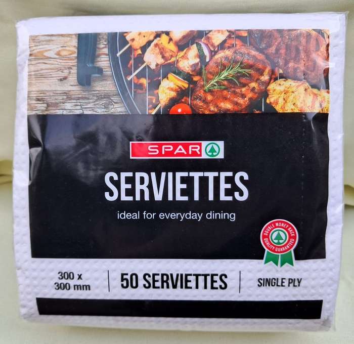 Spar Serviettes Single Ply White 50pc