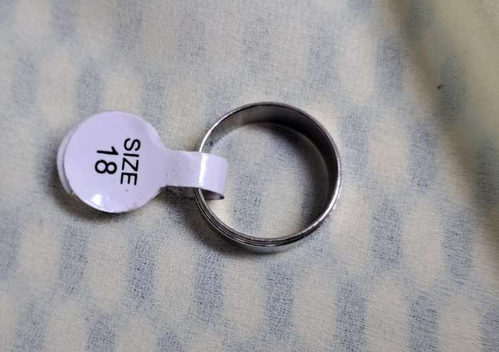 Silver Stainless Steel Ring Size 18 Stepped Edges