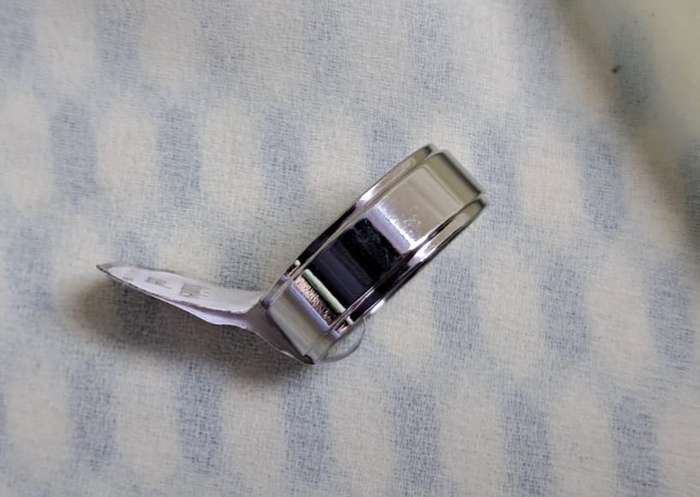 Silver Stainless Steel Ring Size 18 Stepped Edges