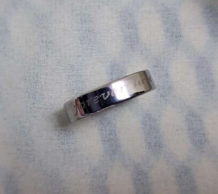 Silver Stainless Steel Ring Size 17 'Forever Love'