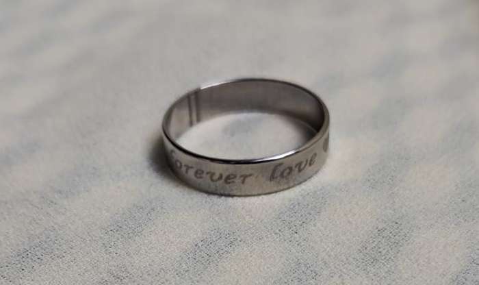 Silver Stainless Steel Ring Size 17 'Forever Love'