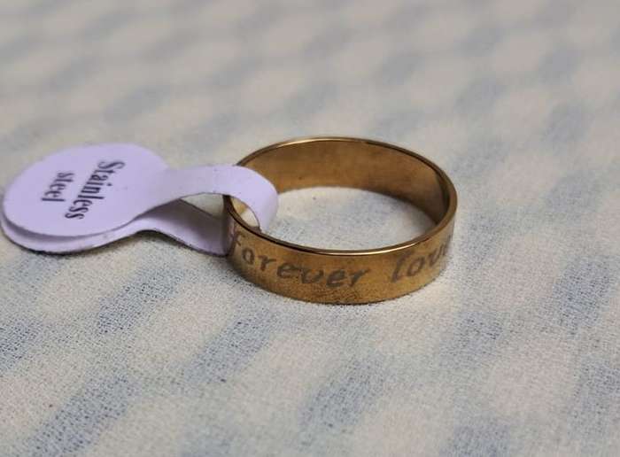 Gold Stainless Steel Ring Size 17 'Forever Love'