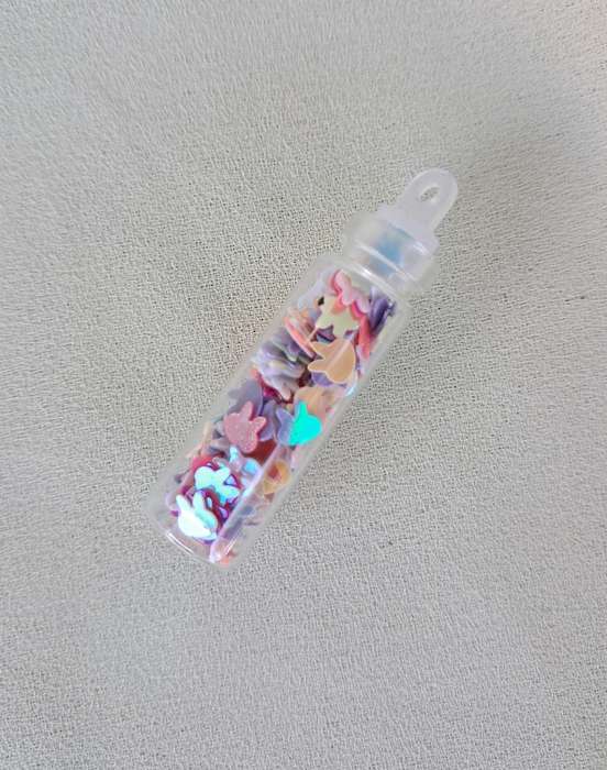 Nail Art Glitter Vials - Rainbow Bunny Heads