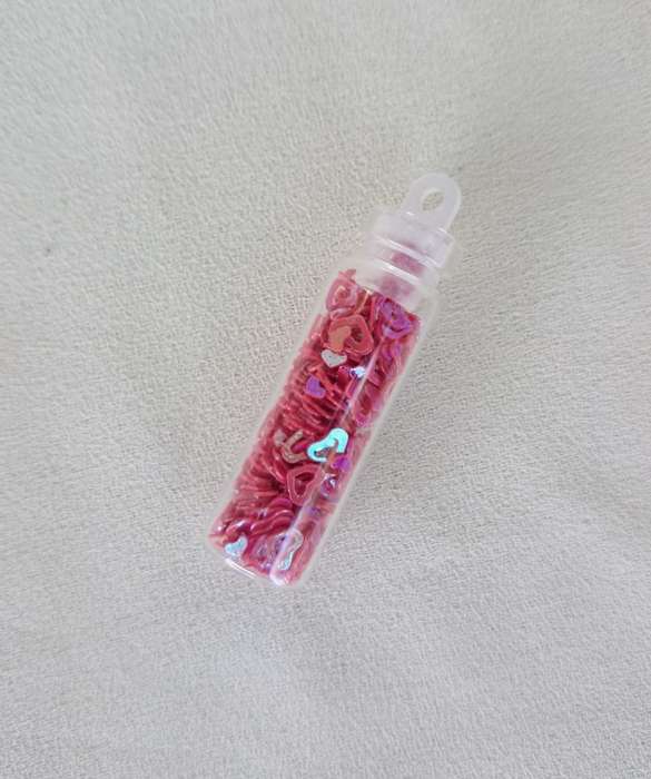 Nail Art Glitter Vials - Red Mixed Hearts