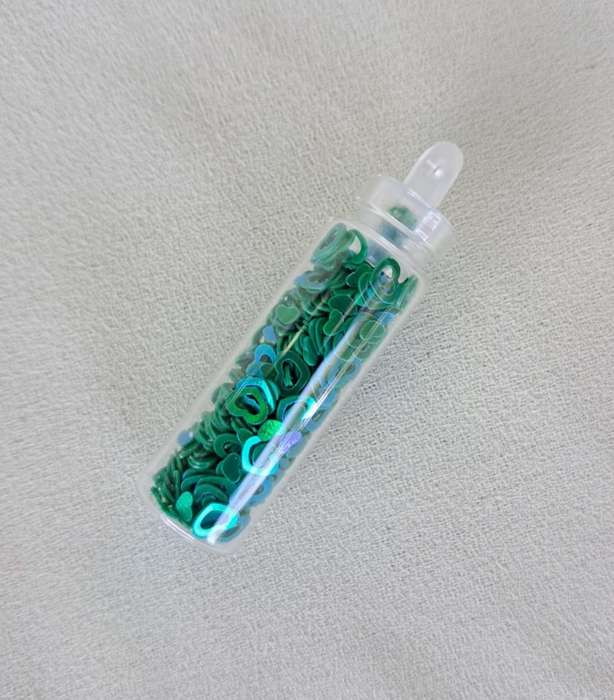 Nail Art Glitter Vials - Green Mixed Hearts