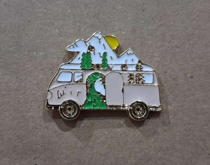Enamel Metal Pin Badge VW Bus Landscape