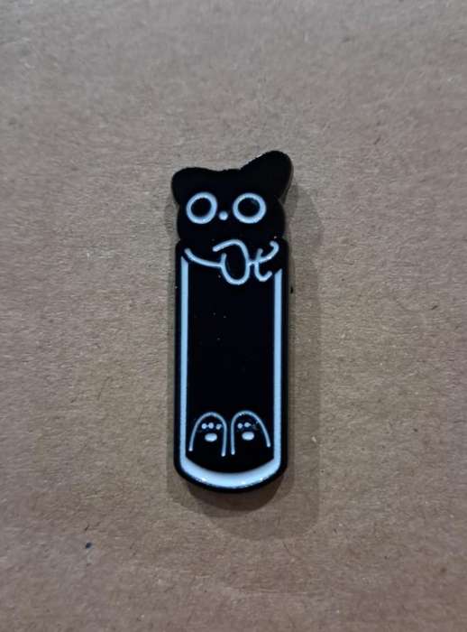 Enamel Metal Pin Badge Black Cat Tall Glass