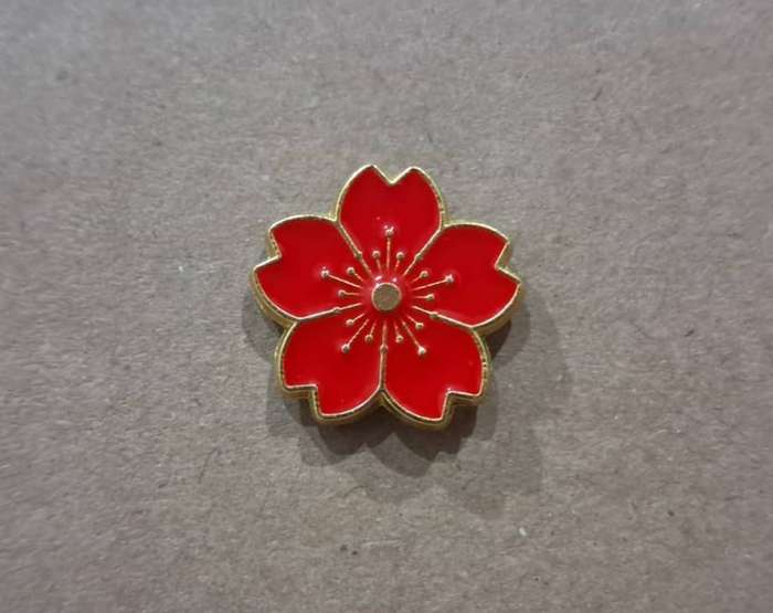 Enamel Metal Pin Badge Red Flower