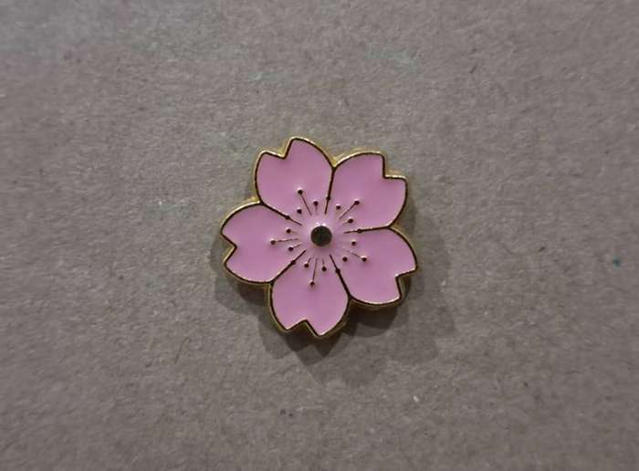 Enamel Metal Pin Badge Pink Flower