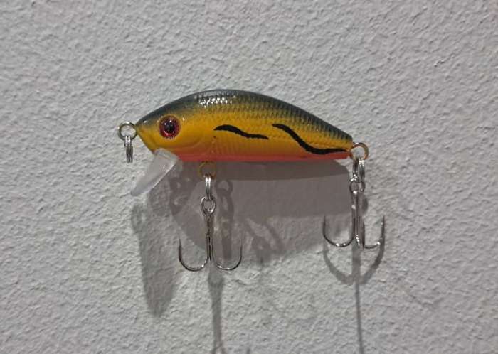 Hard Plastic Fishing Lure Rattle Minnow Wobbler Crankbait Striped Black-Mustard Horisontal Fade 3.9g