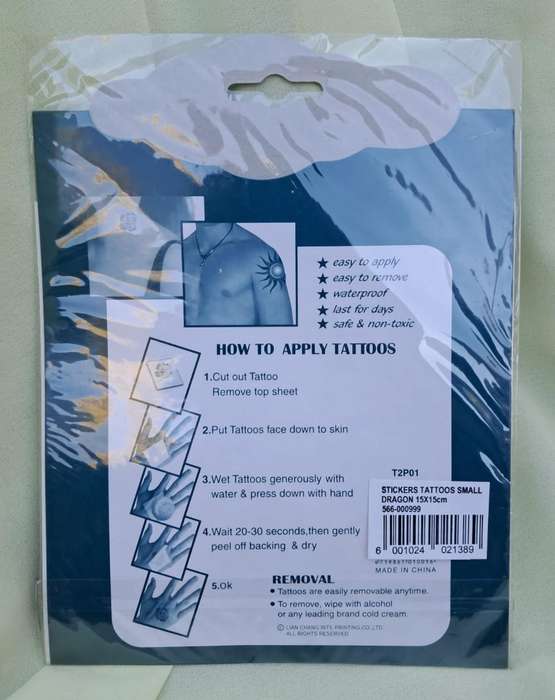 Temporary Glitter Tattoo Snake Sword NOS
