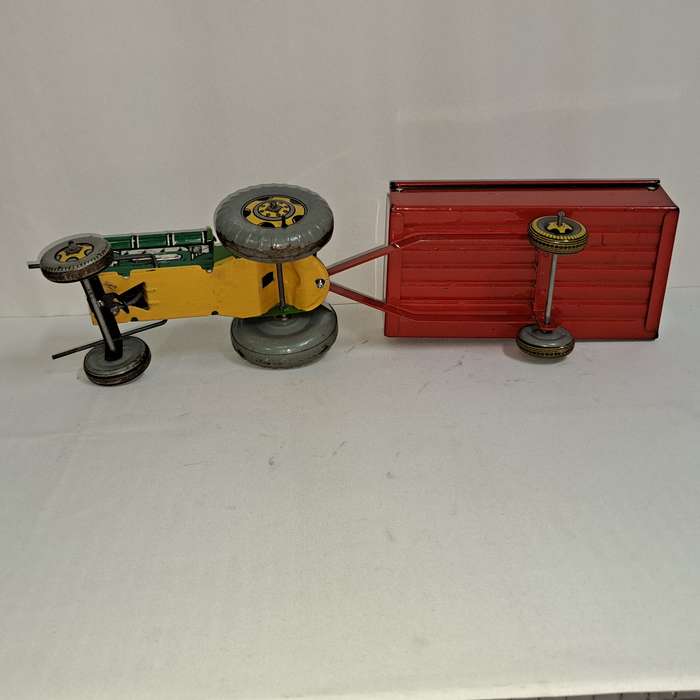 Tin Tinplate Tractor and Trailer - Made in England