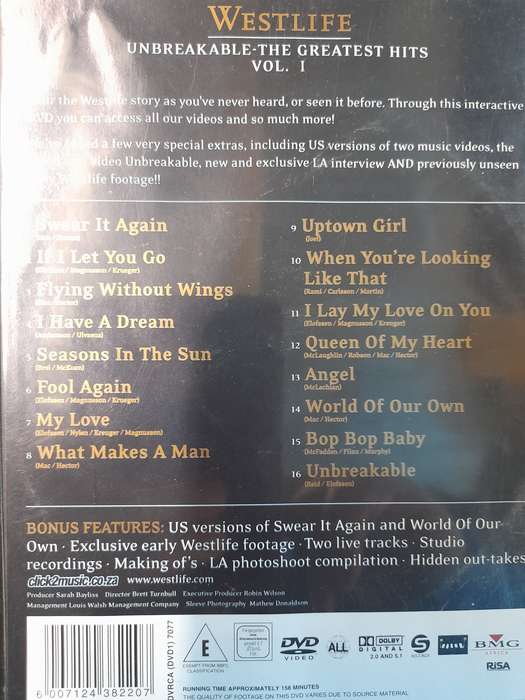 DVD: Westlife - Unbreakable - The Greatest Hits Vol.1