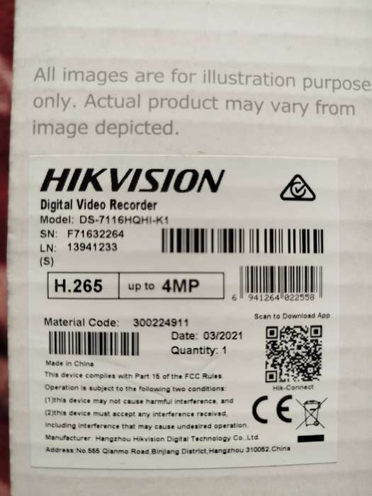 DVR Hikvision DS-7116HQHI-K1 16ch Analogue 24ch IP H.265 pro+ compression