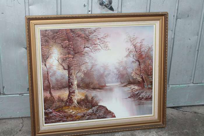 Framed Oil River and Trees